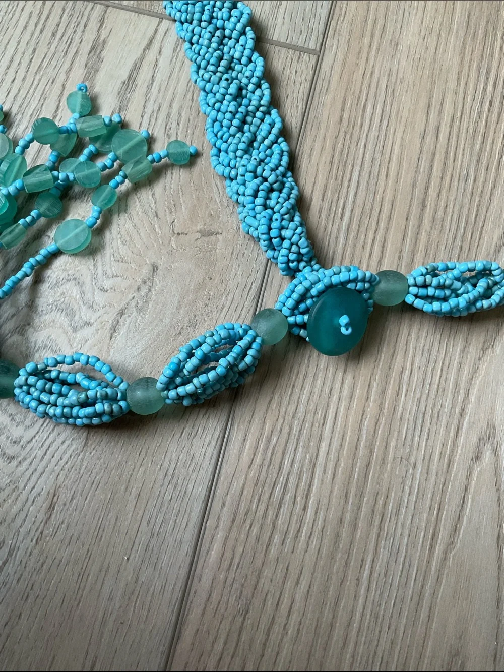 Braided Turquoise Colored Seed Bead Belt Boho Coastal Cowgirl Island Resortwear